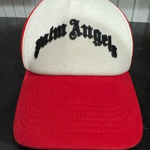 Palm Angels Mens Hat in Red and White